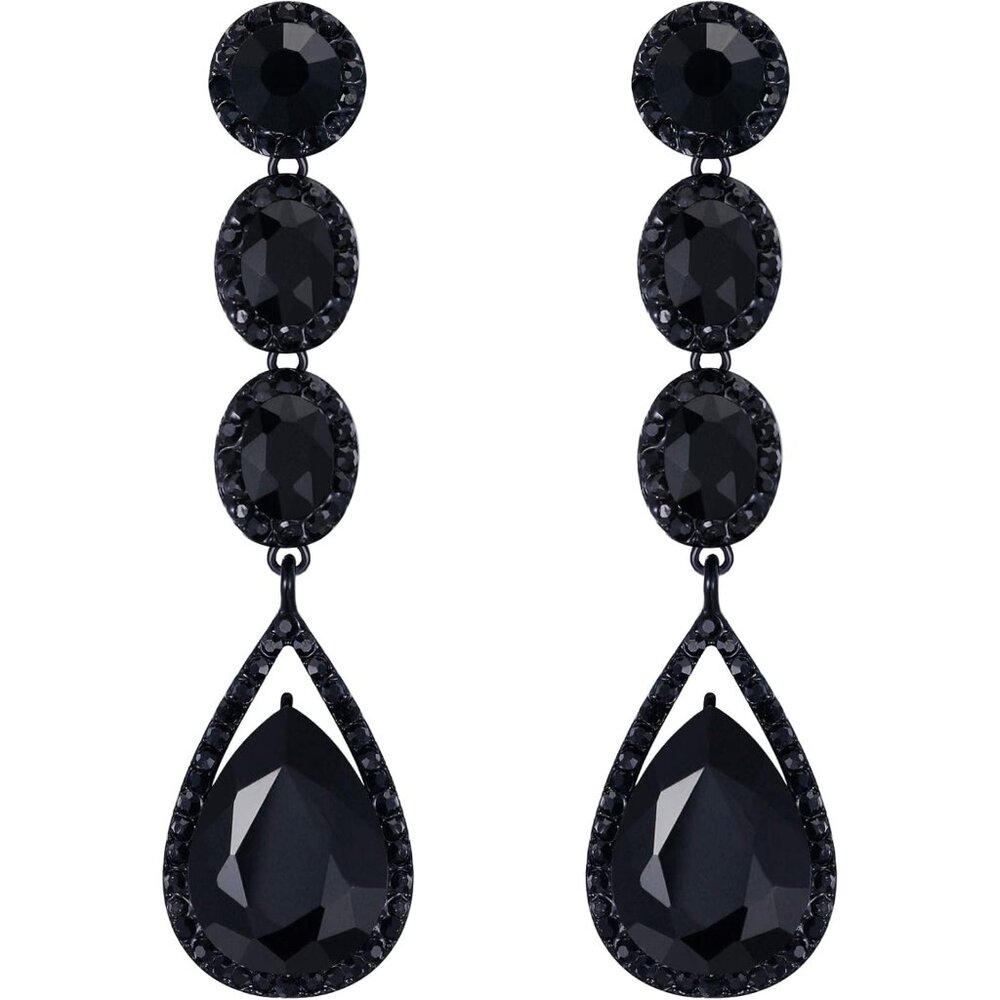 Fashionable Multi Teardrop Dangle Earrings In Crystal - Lightweight Elegance